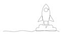 Rocket One line drawing isolated on white background