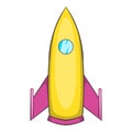 Rocket with one portholes icon, cartoon style