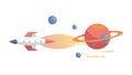 Rocket Orbiting a Planet, Symbolizing Space Travel and Exploration, vector design Generative AI Royalty Free Stock Photo