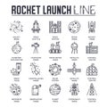 Rocket outline icons collection set. Industry linear symbol pack. Modern template of thin line icons, logo, symbols