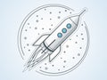 Rocket outline. Space travel. Project start up and development process