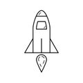 Rocket outline vector icon Isolated on white background for graphic design, logo, web site, social media, mobile app, illustration