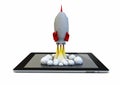 Rocket over a tablet