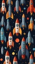 Many Rockets Spaceship Cosmic Cosmos Space Planet Pattern Royalty Free Stock Photo