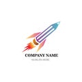 Rocket pencil colorful logo design vector Royalty Free Stock Photo