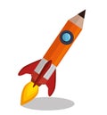 rocket pencil isolated icon