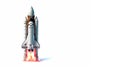 A rocket pierces through white background, a symbol of startup. Generative AI