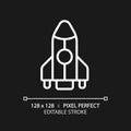 Rocket pixel perfect white linear icon for dark theme