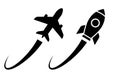 Rocket and plane launch icon