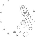 Rocket, planets, and stars vector illustration