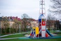Rocket in playground. Old rocket in kindergarden Royalty Free Stock Photo