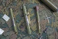 Rocket-propelled grenade launcher. remnants of shells anti-tank rocket propelled grenade launcher and High Mobility Artillery