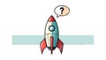 Rocket Question Mark Cartoon, Startup Concept, Innovation Royalty Free Stock Photo