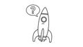 Rocket Question Mark, Startup Confusion, Outline Icon Royalty Free Stock Photo
