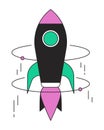Rocket reaching high speed flat line color vector object