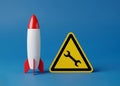 Rocket and repair sign. Startup in progress. Product under testing. Investor feedback processing Royalty Free Stock Photo