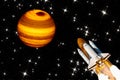 A rocket is rushing to a exoplanet. Deep space. The elements of this image furnished by NASA Royalty Free Stock Photo