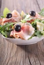 Rocket salad and sliced ham Royalty Free Stock Photo