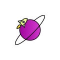 Rocket, saturn, space color gradient vector icon