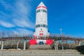 Rocket-shaped symbol tower with blue sky background in Inariyam Royalty Free Stock Photo