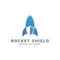 Rocket and shield negative space logo design Royalty Free Stock Photo