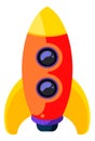 Rocket ship. Austronaut transport for space travel in cartoon style