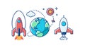 Rocket Ship Blast Off Space Travel Icon Art, vector design Generative AI Royalty Free Stock Photo