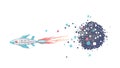Rocket Ship Blasting Off with Bursting Stars, Space Travel, vector design Generative AI Royalty Free Stock Photo