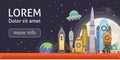 Rocket ship in cartoon style. New Businesses Innovation Development Flat Design Icons Template. Space ships Royalty Free Stock Photo