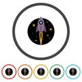Rocket ship color icon. Set icons in color circle buttons