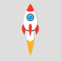 Rocket ship in a flat style. Project start up and development process. Innovation product,creative idea. Management.