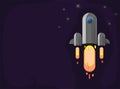 Rocket ship in a flat style. Space rocket launch with trendy flat style smoke clouds. Project start up. Vector illustration. Royalty Free Stock Photo