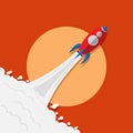 Rocket ship in a flat style