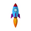 Rocket ship in a flat style. Vector illustration on white background. Space rocket launch. Project start up and