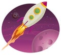 Rocket ship Flying In Space Royalty Free Stock Photo