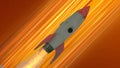 Rocket Ship Flying Through Space. Orange Diagonal Anime Speed Lines. 3d illustration