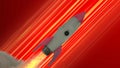 Rocket Ship Flying Through Space. Red Diagonal Anime Speed Lines. 3d illustration