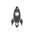 Rocket ship icon launching silhouette style for technology concepts with burning engine Royalty Free Stock Photo