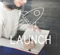 Rocket Ship Launch Graphic Concept Royalty Free Stock Photo