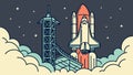 Rocket Ship Launch Space Vector Illustration, vector design Generative AI Royalty Free Stock Photo
