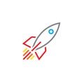 Rocket ship line icon, outline vector logo, linear pictogram