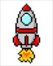 Rocket ship pattern. Pixel astronaut rocket image.
