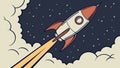 Rocket Ship Space Frame Vector, vector design Generative AI Royalty Free Stock Photo