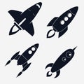 Rocket ships Start Up flat style Set. vector