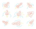 Rocket Sketch hand drawn stock. Upgrade update start download and sale. Royalty Free Stock Photo