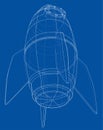 Rocket sketch. Vector rendering of 3d Royalty Free Stock Photo