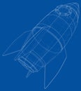 Rocket sketch. Vector rendering of 3d Royalty Free Stock Photo