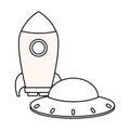 Rocket skyrocket cartoon in black and white Royalty Free Stock Photo