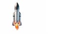 A rocket soaring isolated white background, copy space for text. Generative AI Royalty Free Stock Photo