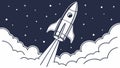 Rocket soaring into starry night sky, epic space adventure, vector design Generative AI Royalty Free Stock Photo